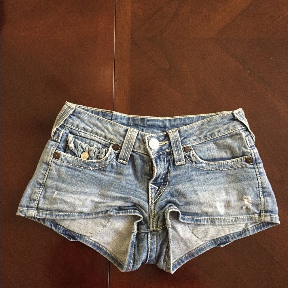 True Religion light wash jean shorts